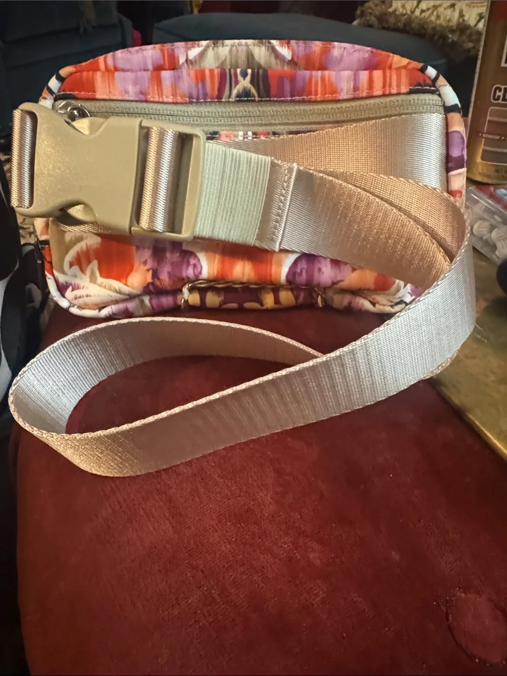 Chico's Orange, Purple & Pink Floral Belt Bag